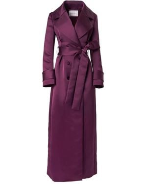 Carolina Herrera Belted Satin Trench Coat - Purple