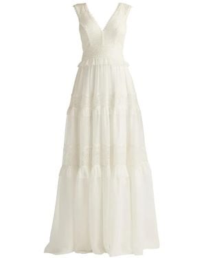 Tadashi Shoji Maxi Shiva Lace-Panelled Tiered Dress - White