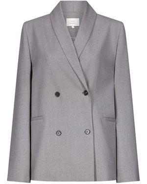 Loulou de Saison Sancia Lds Double-Breasted Blazer - Gray