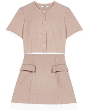 Maje Plisseekleid Mit Knopfleiste - Pink