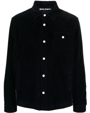 Palm Angels Crochet-Stripe Corduroy Shirt Jacket - Black