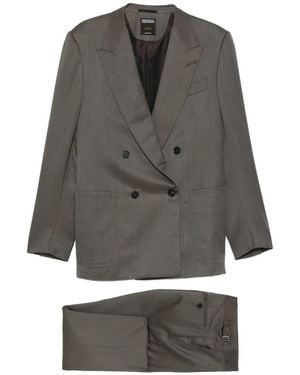 ZEGNA Double-Breasted Wool Suit - Grey