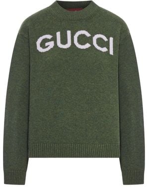 Gucci Logo-intarsia Wool Sweater - グリーン