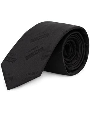 Moschino Logo-Jacquard Tie - Black