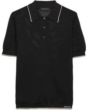 Prada Polo De Seda Y Algodón - Negro
