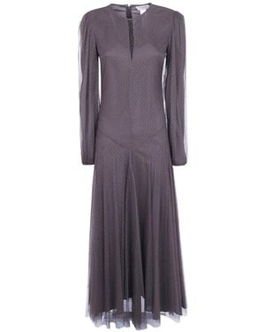 Twinset Flared Midi Dress - Purple