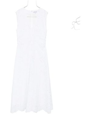 Veronica Beard Aven Mouwloze Midi-Jurk Met Geborduurd Ringlets - Wit
