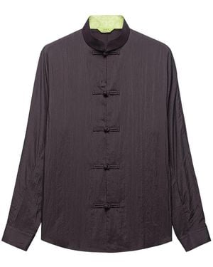 Shanghai Tang Fortune Frog-Fastening Shirt - Purple