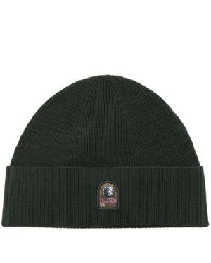 Parajumpers Logo-Patch Ribbed-Knit Beanie - Green