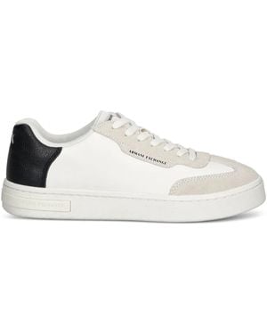 ARMANI EXCHANGE パネル レザースニーカー - ホワイト
