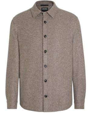 ZEGNA Cashmere-Silk Overshirt - Brown