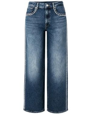 7 For All Mankind Stud-Embellished Wide-Leg Jeans - Blue