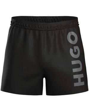 HUGO Logo-Print Swim Shorts - Black