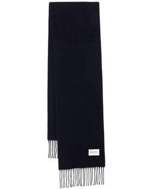 Marc O' Polo Fringed Logo-Patch Scarf - Blue