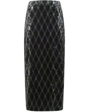 Pierre Louis Mascia Diamond-Pattern Midi Skirt - Black