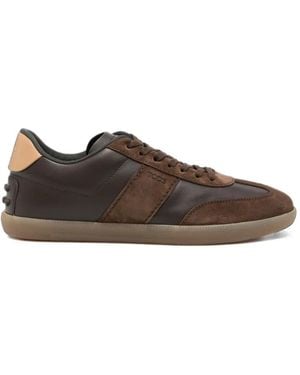 Tod's Tabs Suede-Panel Sneakers - Brown