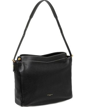 Gianni Chiarini Topstitch Leather Shoulder Bag - Black