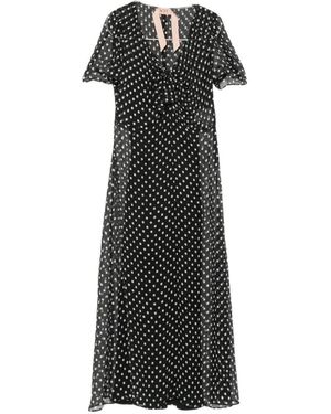 N°21 Polka-Dot Ruffled Midi Dress - Black