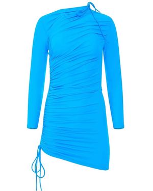 Balenciaga Robe Froncée À Lien De Resserrage - Bleu