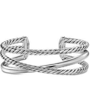 David Yurman Sterling Bold Crossover Three Row Cuff Bracelet - White