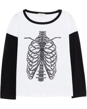 Second/Layer T-Shirt Met Skeletprint En Lange Mouwen - Wit