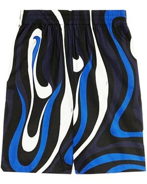 Emilio Pucci Katoenen Shorts Met Marmo-Print - Blauw