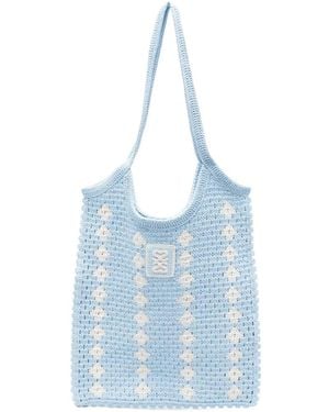 Sandro Crocheted Shoulder Bag - Blue