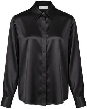Antonelli Chisone Satin-Finish Concealed-Button Shirt - Black