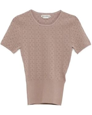 JW Anderson Knitted Pointelle T-Shirt - Natural