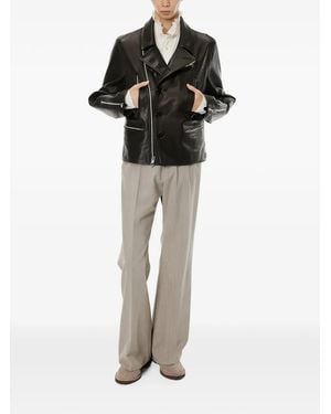 MASU Pleated Straight-Leg Trousers - Natural