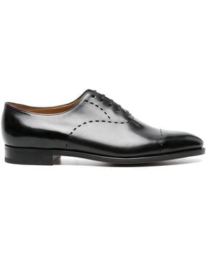 John Lobb Debossed-Detailing Leather Oxford Shoes - Black