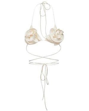 Magda Butrym Bikinitop Met Halternek En Bloemen-Applicatie - Wit