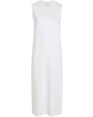 Another Tomorrow Sleeveless Side-Slit Dress - White