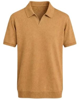 Franzese Collection Gossip Ribbed V-Neck Polo Shirt - Natural