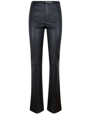 Stouls Seam-Detail Leather Pants - Blue