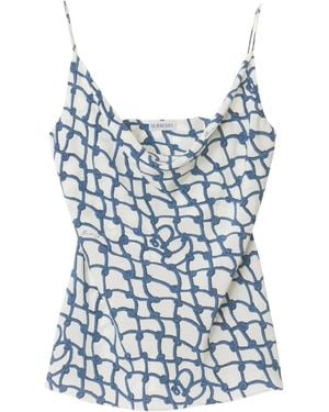 Burberry Printed Silk Top - Blue