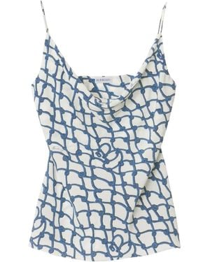 Burberry Top de seda con estampado - Azul