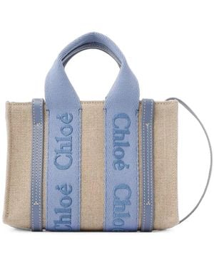 Chloé Sac Cabas Woody À Logo Imprimé - Bleu