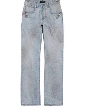 Balenciaga Distressed Straight-Leg Jeans - Blue