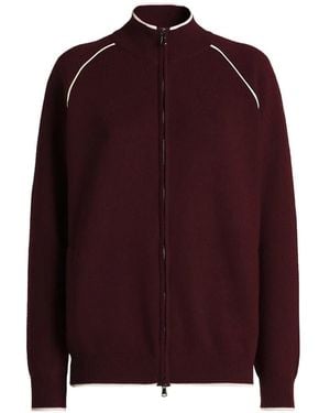 Kiton Cardigan Mit Reißverschluss Und Kontrastbesatz - Rot