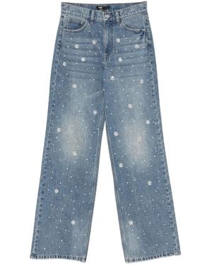 Maje Straight Jeans Met Bloemapplicatie - Blauw