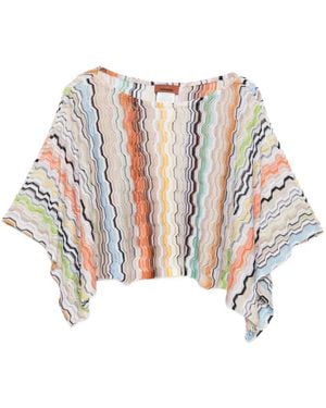 Missoni Chevron-Knit Long-Sleeve Top - White