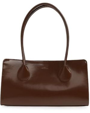 LIE STUDIO Lou Patent Leather Shoulder Bag - Brown