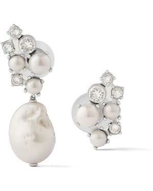 Givenchy Crystal Pearl Asymmetric Earrings - White