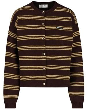 Miu Miu Wool And Cashmere Cardigan - Brown