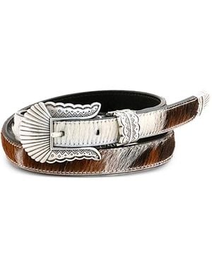 KATE CATE Calf-Hair Buckle Belt - White