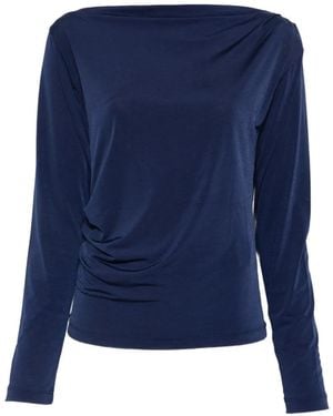 Homage Long-Sleeve Ruched Top - Blue