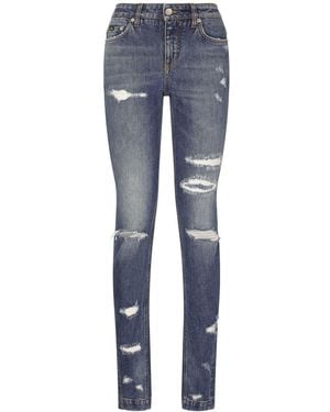 Dolce & Gabbana Girly Distressed Skinny Jeans - Blue