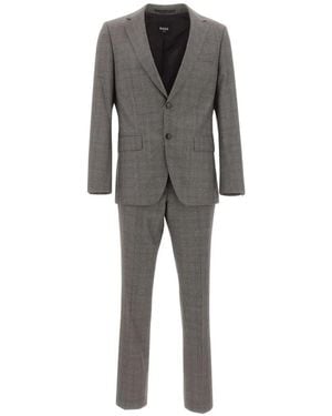 BOSS Prince Of Wales Check-Pattern Suit - Grey