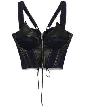 MITILIANE COUTURE Denim-Insert Corset Top - Black